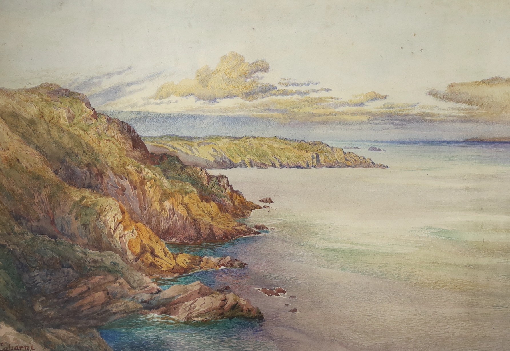 William John Caparne (1856-1940), watercolour, Coastal landscape, Channel Islands, signed, 42 x 64cm